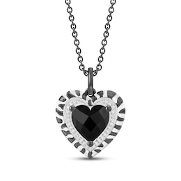 Disney Treasures The Lion King Heart-Shaped Black Onyx & Diamond Necklace 1/15 ct tw Black Rhodium-Plated Sterling Silver 19"