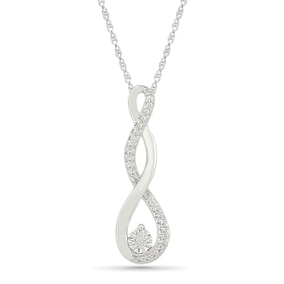 Diamond Accent Swirl Infinity Necklace Sterling Silver