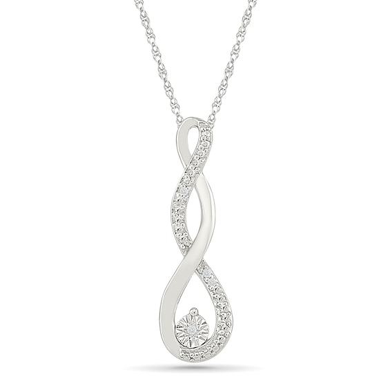 Diamond Accent Swirl Infinity Necklace Sterling Silver