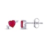 Thumbnail Image 3 of Heart-Shaped Lab-Created Ruby & Arrow Stud Earrings Sterling Silver