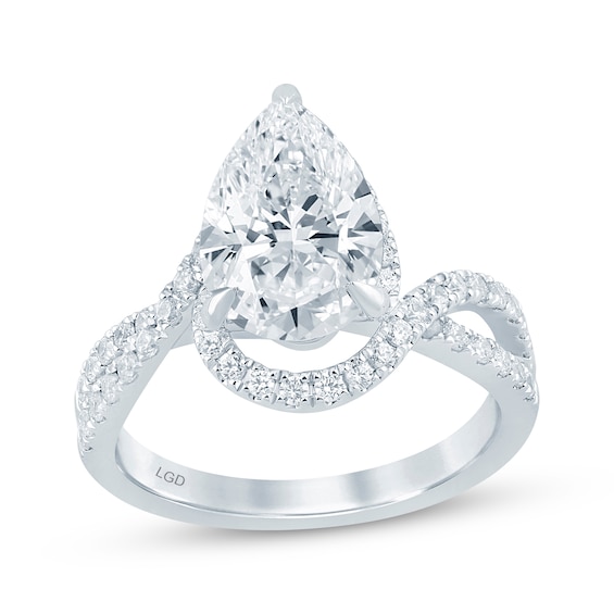 Now + Forever Lab-Grown Diamonds Pear-Shaped Engagement Ring 3-1/2 ct tw 14K White Gold