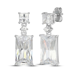 Radiant-Cut White Lab-Created Sapphire Drop Earrings Sterling Silver