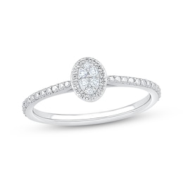 Diamond Oval-Shaped Promise Ring 1/20 ct tw Sterling Silver