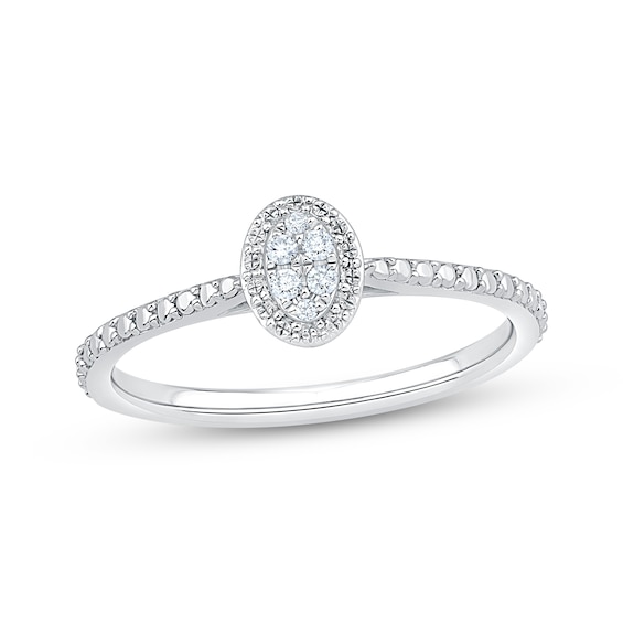 Diamond Oval-Shaped Promise Ring 1/20 ct tw Sterling Silver