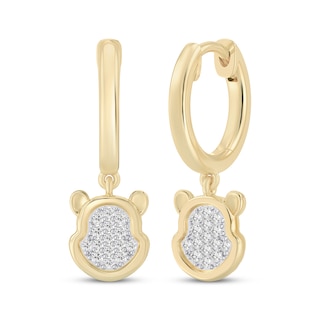 Disney Treasures Winnie the Pooh Lab-Grown Diamond Hoop Drop Earrings 1/6 ct tw 24K Yellow Gold Vermeil Sterling Silver