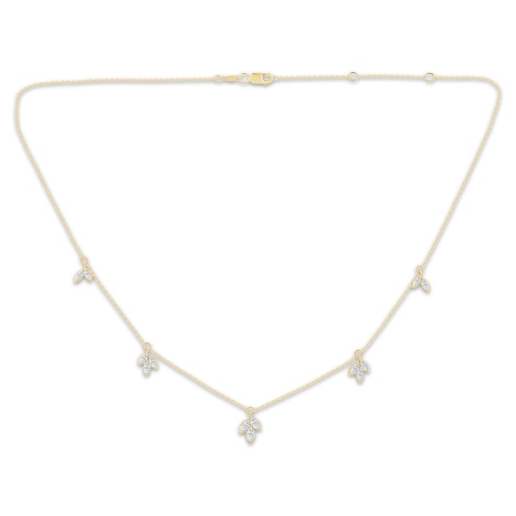 Monique Lhuillier Marquise-Cut Lab-Grown Diamond Station Necklace 1 ct tw 24K Yellow Gold Vermeil Sterling Silver 18"
