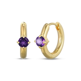 STUDIO BY KAY Round-Cut Amethyst Hoop Earrings 24K Yellow Gold Vermeil Sterling Silver