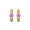 Thumbnail Image 2 of STUDIO BY KAY Round-Cut Pink Lab-Created Sapphire Solitaire Hoop Earrings 24K Yellow Gold Vermeil Sterling Silver