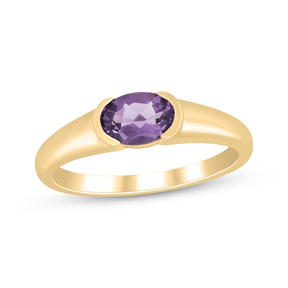 STUDIO BY KAY Oval-Cut Amethyst Solitaire Ring 24K Yellow Gold Vermeil Sterling Silver
