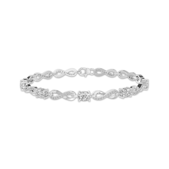 Oval-Cut White Lab-Created Sapphire Infinity Link Bracelet Sterling Silver 7.25"