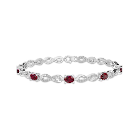 Oval-Cut Lab-Created Ruby & White Lab-Created Sapphire Infinity Link Bracelet Sterling Silver 7.25"