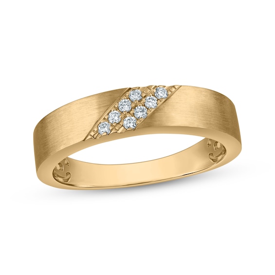 Now + Forever Lab-Grown Diamonds Men's Wedding Band 1/10 ct tw 14K Yellow Gold