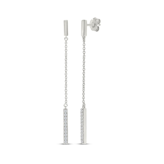 Diamond Chain Drop Earrings 1/6 ct tw 10K White Gold