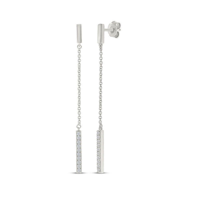 Main Image 1 of Diamond Chain Drop Earrings 1/6 ct tw 10K White Gold