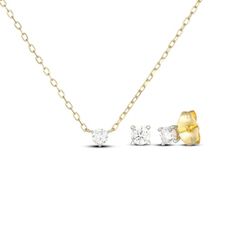 Rocksbox The Elodie Lab-Grown Diamond Solitaire Necklace & Earrings Gift Set 1/3 ct tw 24K Yellow Gold Vermeil Sterling Silver (I/SI2)