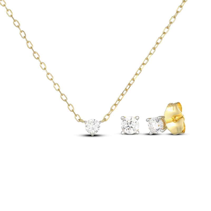 Main Image 1 of Rocksbox The Elodie Lab-Grown Diamond Solitaire Necklace & Earrings Gift Set 1/3 ct tw 24K Yellow Gold Vermeil Sterling Silver (I/SI2)