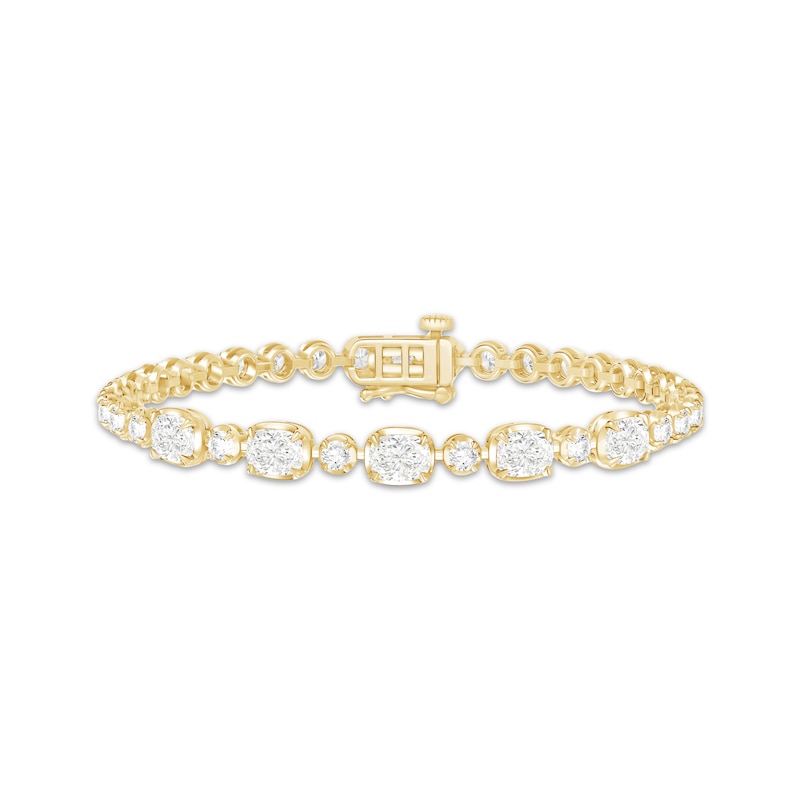 Main Image 1 of KAY Lab-Grown Diamonds Cushion & Round-Cut Link Bracelet 5 ct tw 10K Yellow Gold 7"
