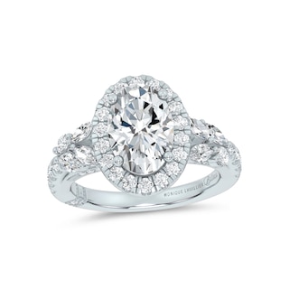 Monique Lhuillier Bliss Lab-Grown Diamond Oval-Shaped Halo Engagement Ring Setting 7/8 ct tw 14K White Gold