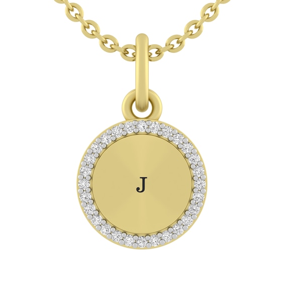 1/15 ct tw Diamond Round Disc Necklace (1 Initial)
