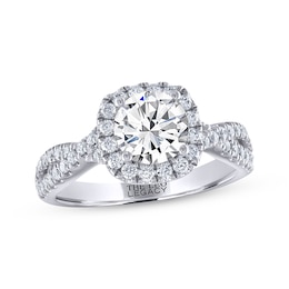 THE LEO Legacy Lab-Grown Diamond Round-Cut Halo Engagement Ring 2 ct tw 14K White Gold