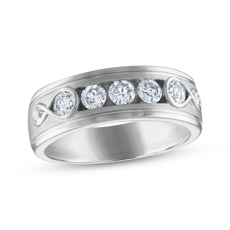 Main Image 1 of Every Moment Men's Diamond Wedding Band 1 ct tw 14K White Gold