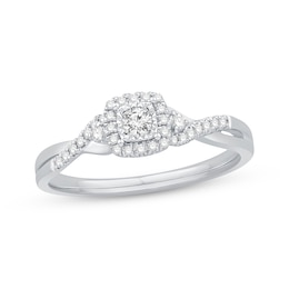 Now + Forever Diamond Halo Engagement Ring 1/4 ct tw 10K White Gold