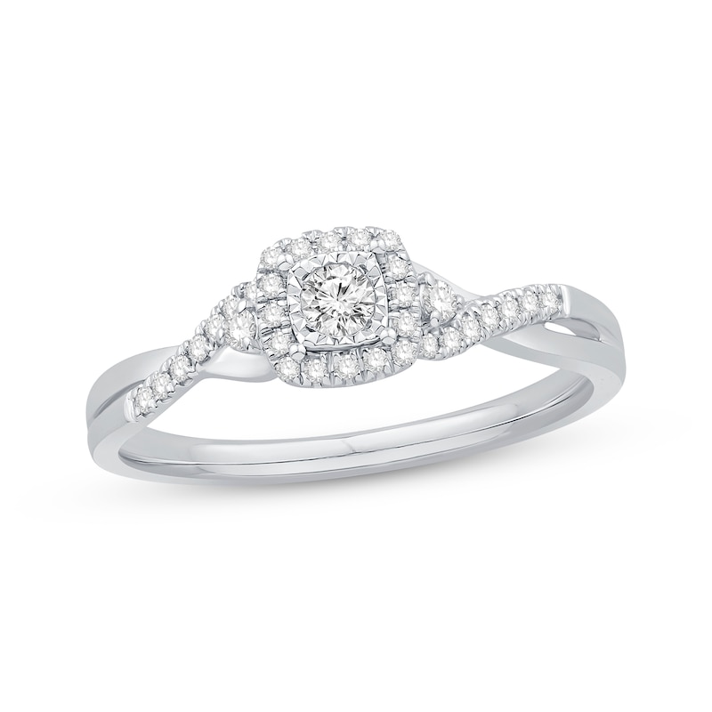 Main Image 1 of Now + Forever Diamond Halo Engagement Ring 1/4 ct tw 10K White Gold