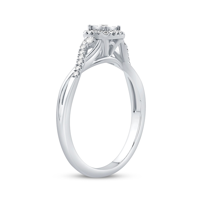 Main Image 2 of Now + Forever Diamond Halo Engagement Ring 1/4 ct tw 10K White Gold
