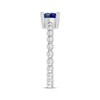 Thumbnail Image 1 of Blue Round-Cut Lab-Created Sapphire Beaded Ring Sterling Silver