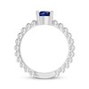 Thumbnail Image 2 of Blue Round-Cut Lab-Created Sapphire Beaded Ring Sterling Silver