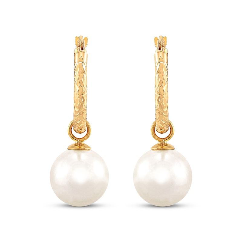 Aurate New York Proud Diamond Pearl Earrings, 18K Yellow Gold