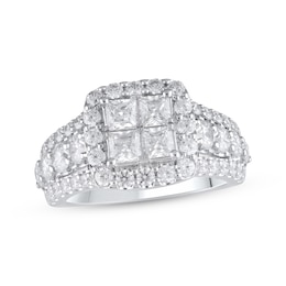 Now + Forever Lab-Grown Diamonds Princess-Cut Quad Engagement Ring 3 ct tw 14K White Gold