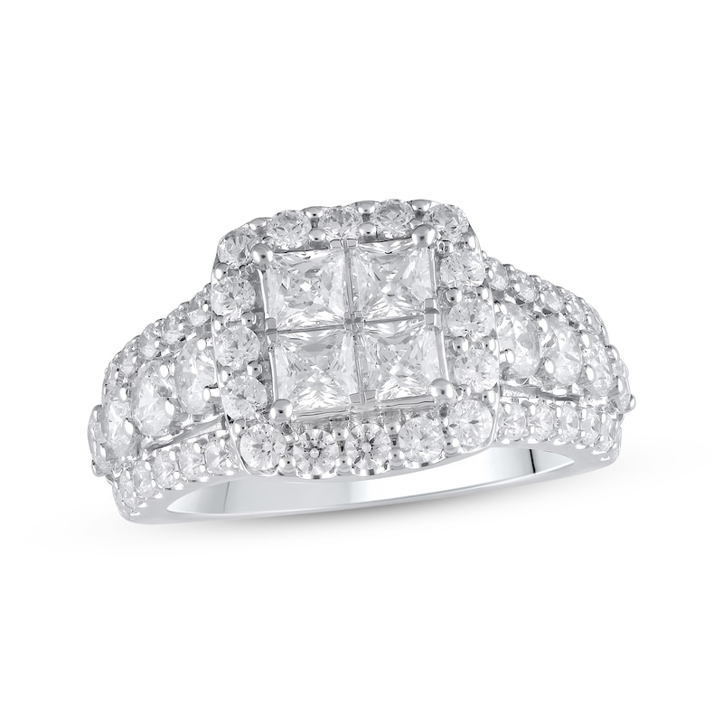 Main Image 1 of Now + Forever Lab-Grown Diamonds Princess-Cut Quad Engagement Ring 3 ct tw 14K White Gold
