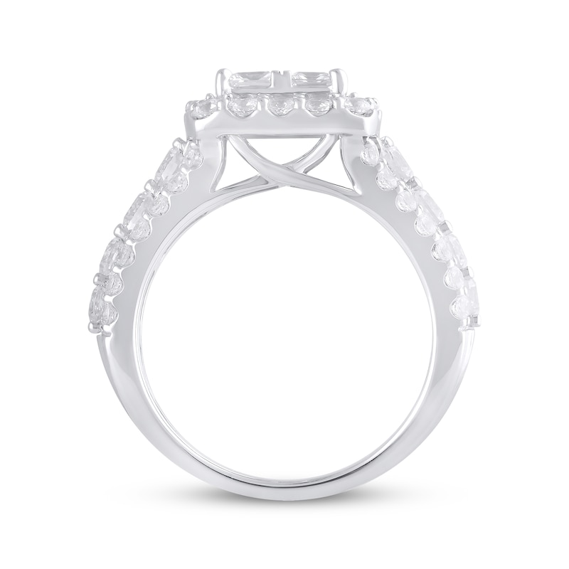 Main Image 3 of Now + Forever Lab-Grown Diamonds Princess-Cut Quad Engagement Ring 3 ct tw 14K White Gold
