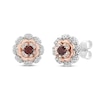 Thumbnail Image 0 of Disney Treasures Coco Garnet & Diamond Flower Earrings 1/10 ct tw Sterling Silver & 10K Rose Gold