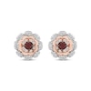 Thumbnail Image 1 of Disney Treasures Coco Garnet & Diamond Flower Earrings 1/10 ct tw Sterling Silver & 10K Rose Gold