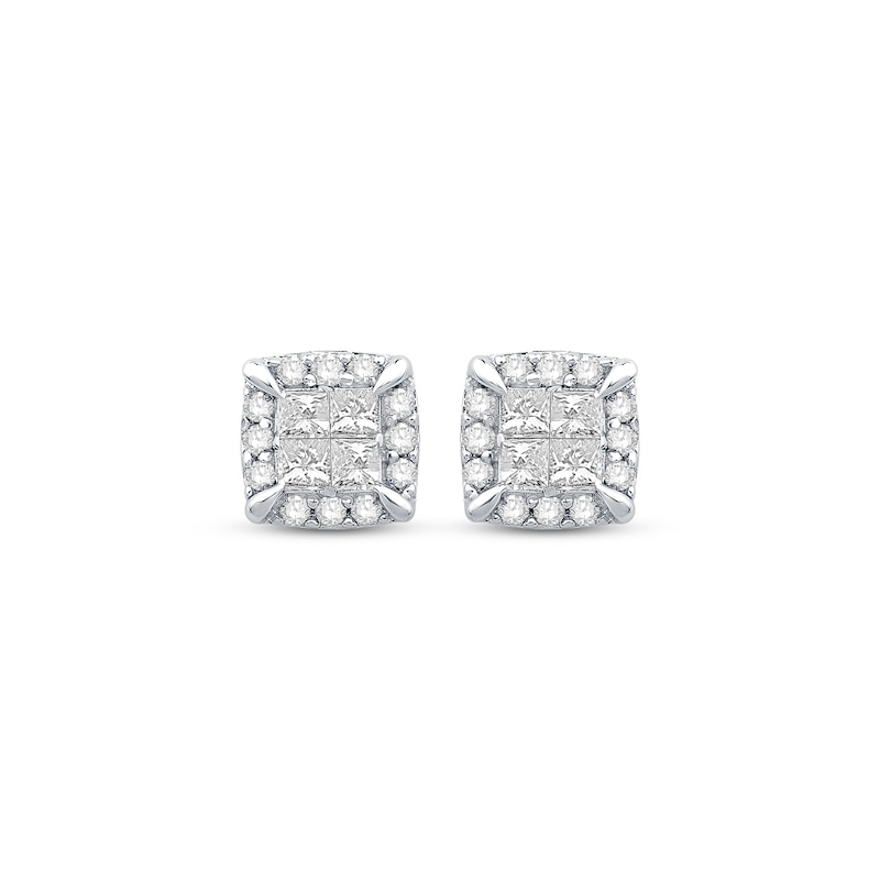 Main Image 2 of Princess-Cut Quad Stud Earrings 1/4 ct tw 10K White Gold