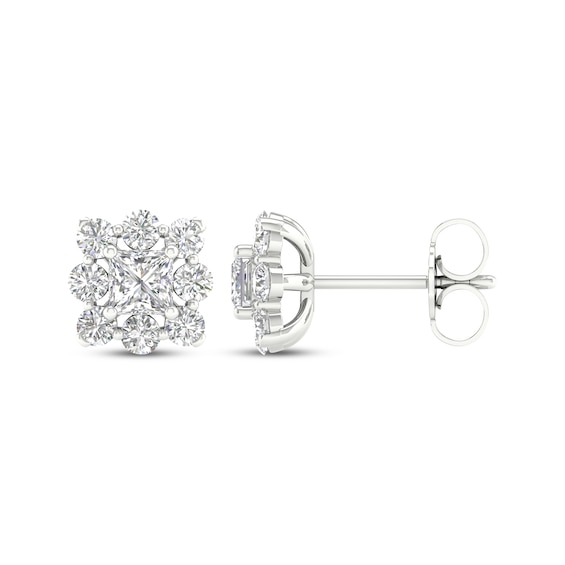 KAY Lab-Grown Diamonds Princess-Cut Stud Earrings 1 ct tw 14K White Gold
