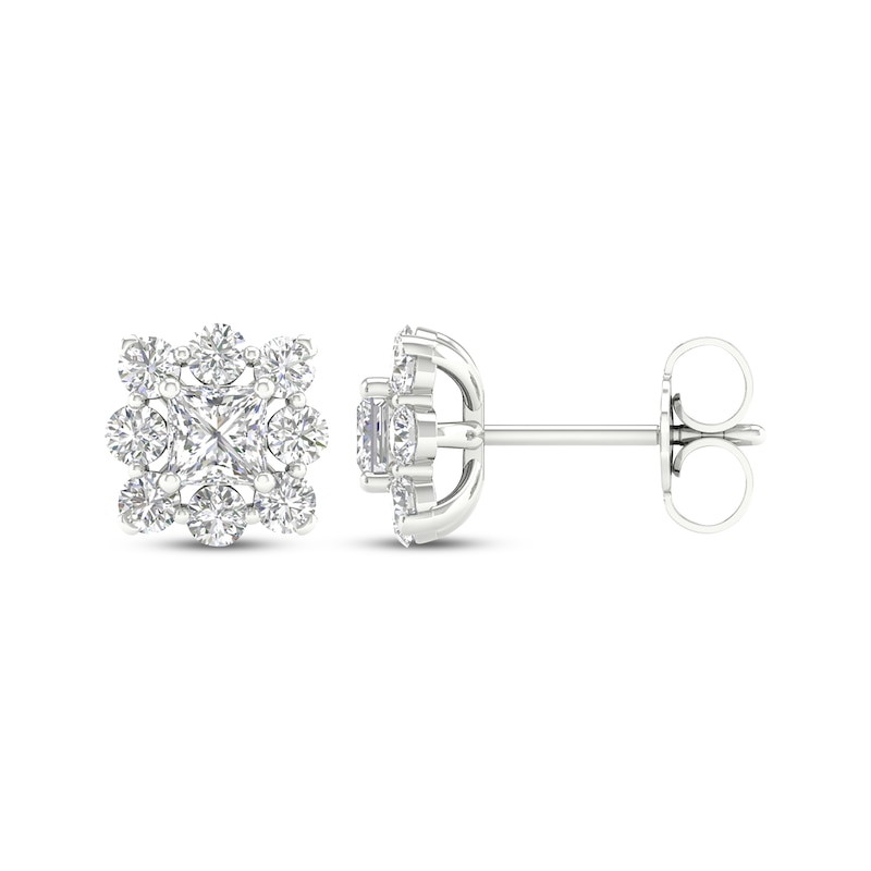 Lab-Created Diamonds by KAY Princess-Cut Stud Earrings 1 ct tw 14K ...