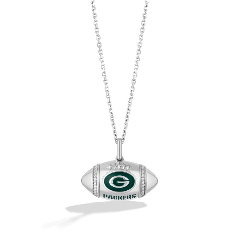 True Fans Green Bay Packers Diamond Accent Football Necklace in Sterling Silver Kay