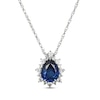 Thumbnail Image 1 of Pear-Shaped Blue Lab-Created Sapphire & White Lab-Created Sapphire Necklace Sterling Silver 18&quot;