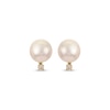 Thumbnail Image 2 of Cultured Akoya Pearl & Diamond Stud Earrings 14K Yellow Gold