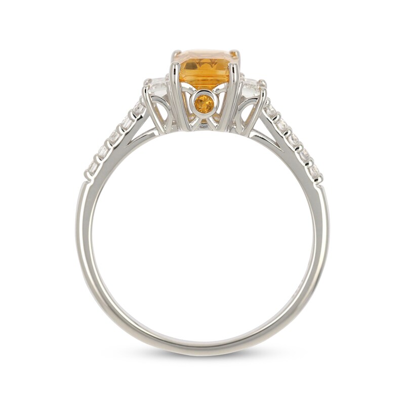 Main Image 2 of Emerald-Cut Citrine & White Lab-Created Sapphire Ring Sterling Silver