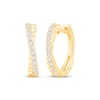 Thumbnail Image 0 of Diamond Rope Crossover Huggie Hoop Earrings 1/6 ct tw 10K Yellow Gold