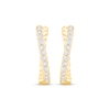 Thumbnail Image 1 of Diamond Rope Crossover Huggie Hoop Earrings 1/6 ct tw 10K Yellow Gold
