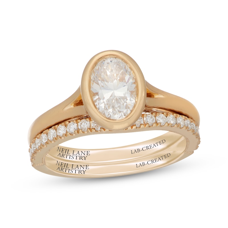 Main Image 1 of Neil Lane Artistry Oval-Cut Lab-Grown Diamond Bridal Set 1-1/4 ct tw 14K Yellow Gold