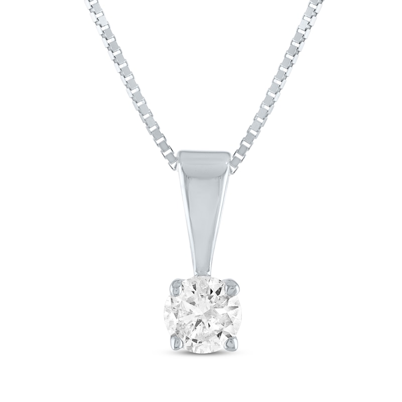 Diamond Solitaire Gift Set 1/2 ct tw 10K White Gold 18" (J/I3)
