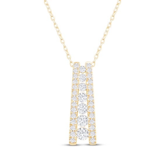 Diamond Ladder Necklace 1 ct tw 10K Yellow Gold 18"