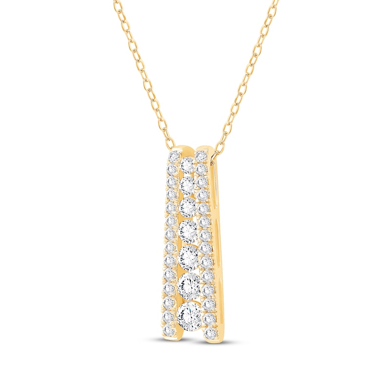 Main Image 2 of Diamond Ladder Necklace 1 ct tw 10K Yellow Gold 18&quot;