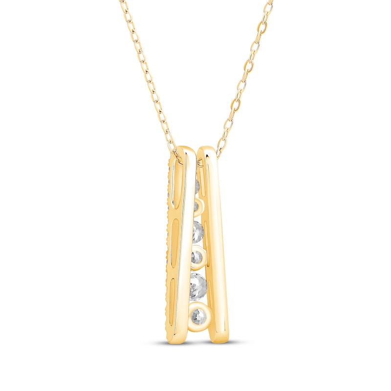 Main Image 3 of Diamond Ladder Necklace 1 ct tw 10K Yellow Gold 18&quot;